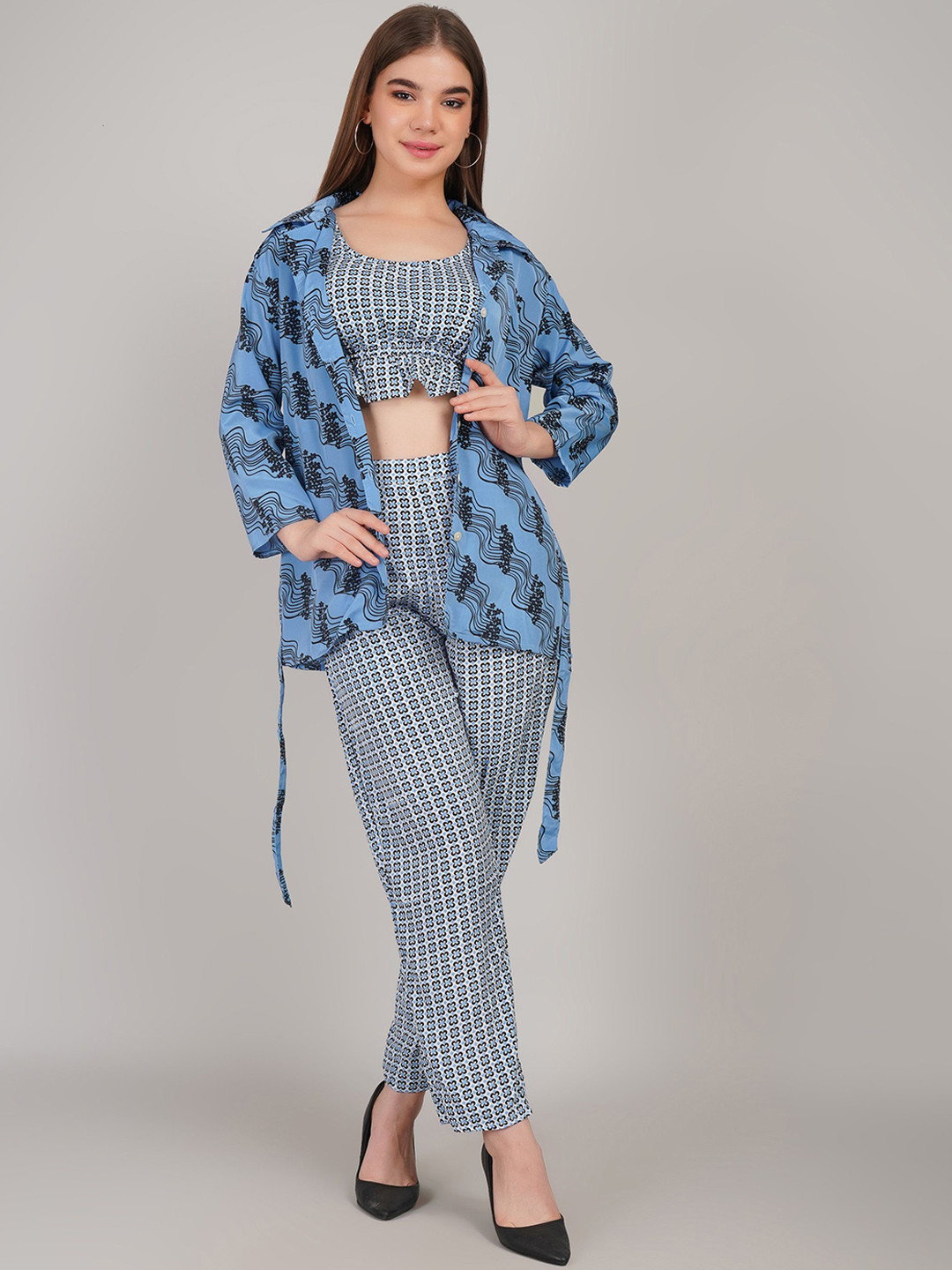 Gora Glama Collared Neck Long Sleeves Tunic With Trousers