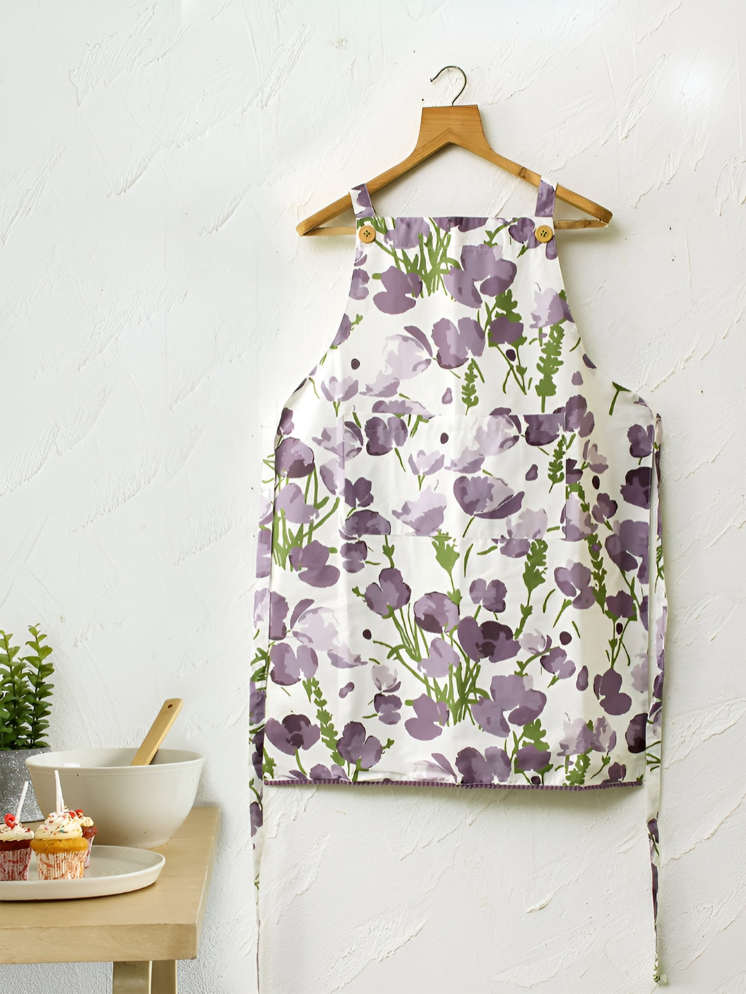 House This Purple & White Floral Printed Cotton Aprons
