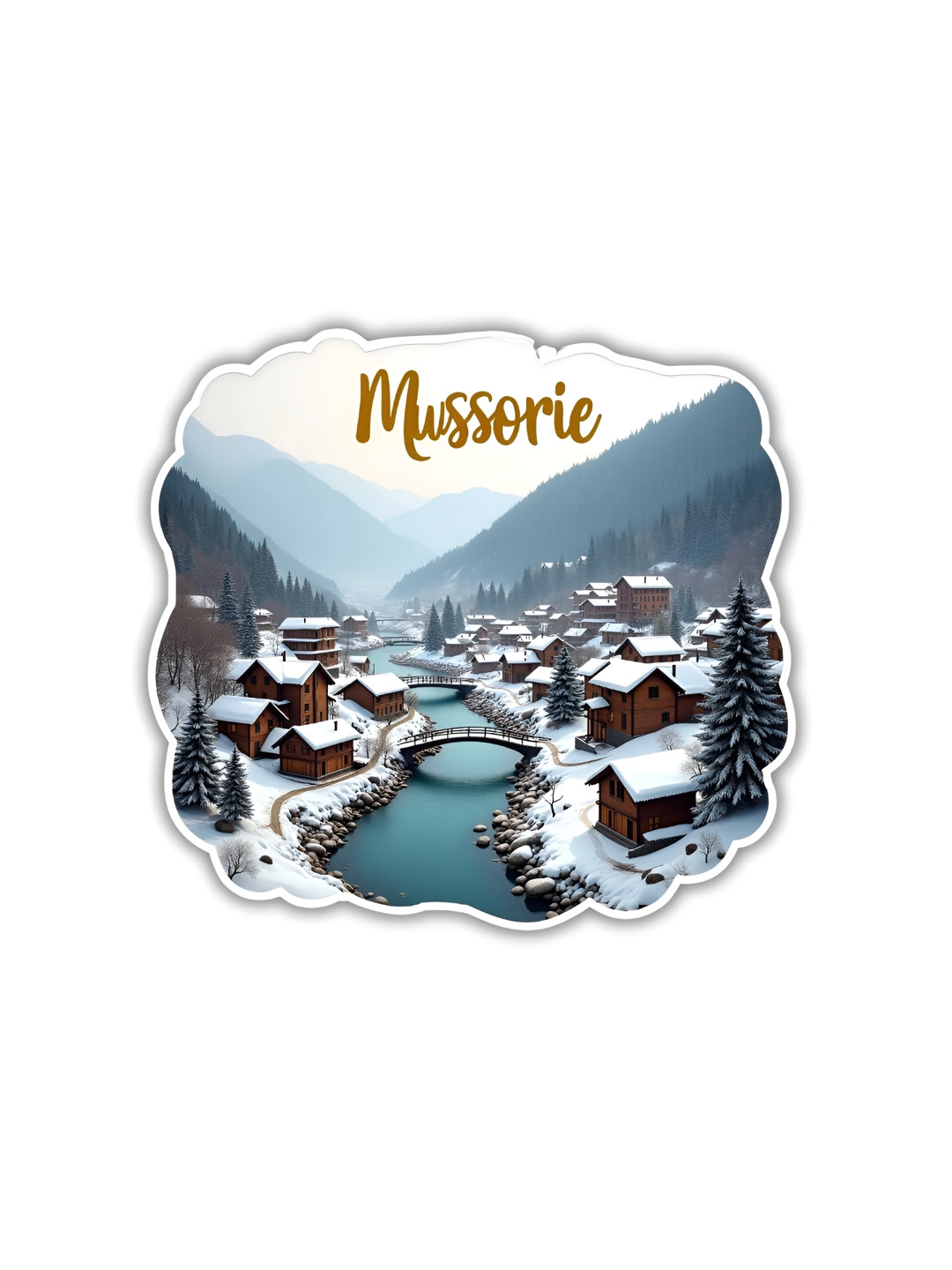 GIFTSHALA White & Brown Mussorie Printed Decorative Magnets