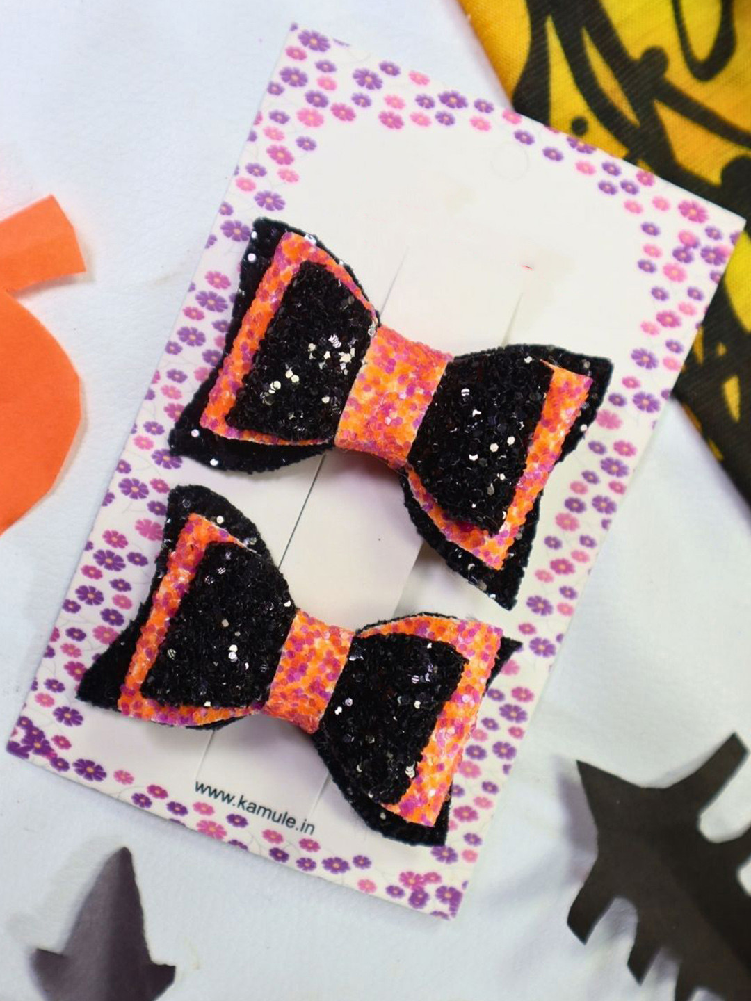 Kamule Girls Pack Of 2 Pumpkin Inspired Bow Alligator Hair Clip