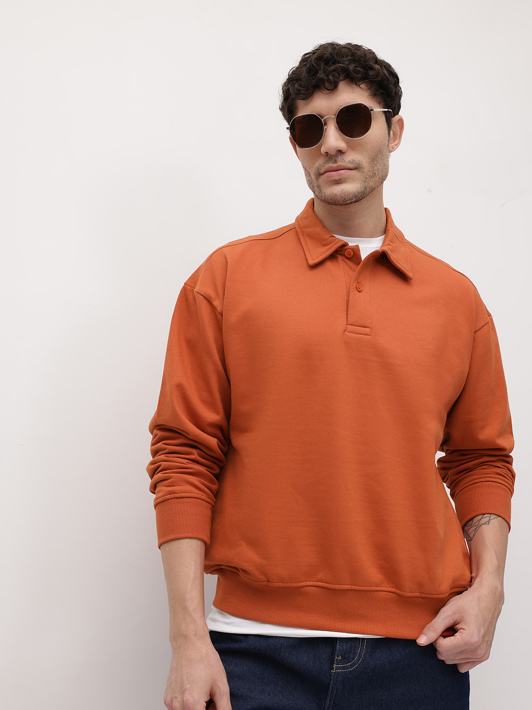 The Roadster Life Co. Shirt Collar Drop Shoulder Sweatshirt