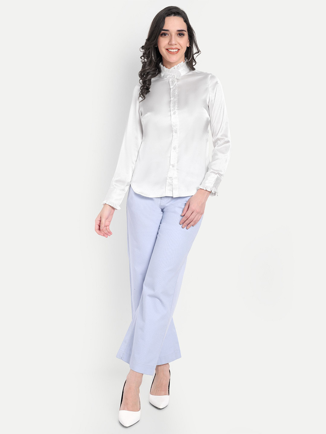 FairLeaf Women Solid Built-Up Collar Cotton Casual Shirt