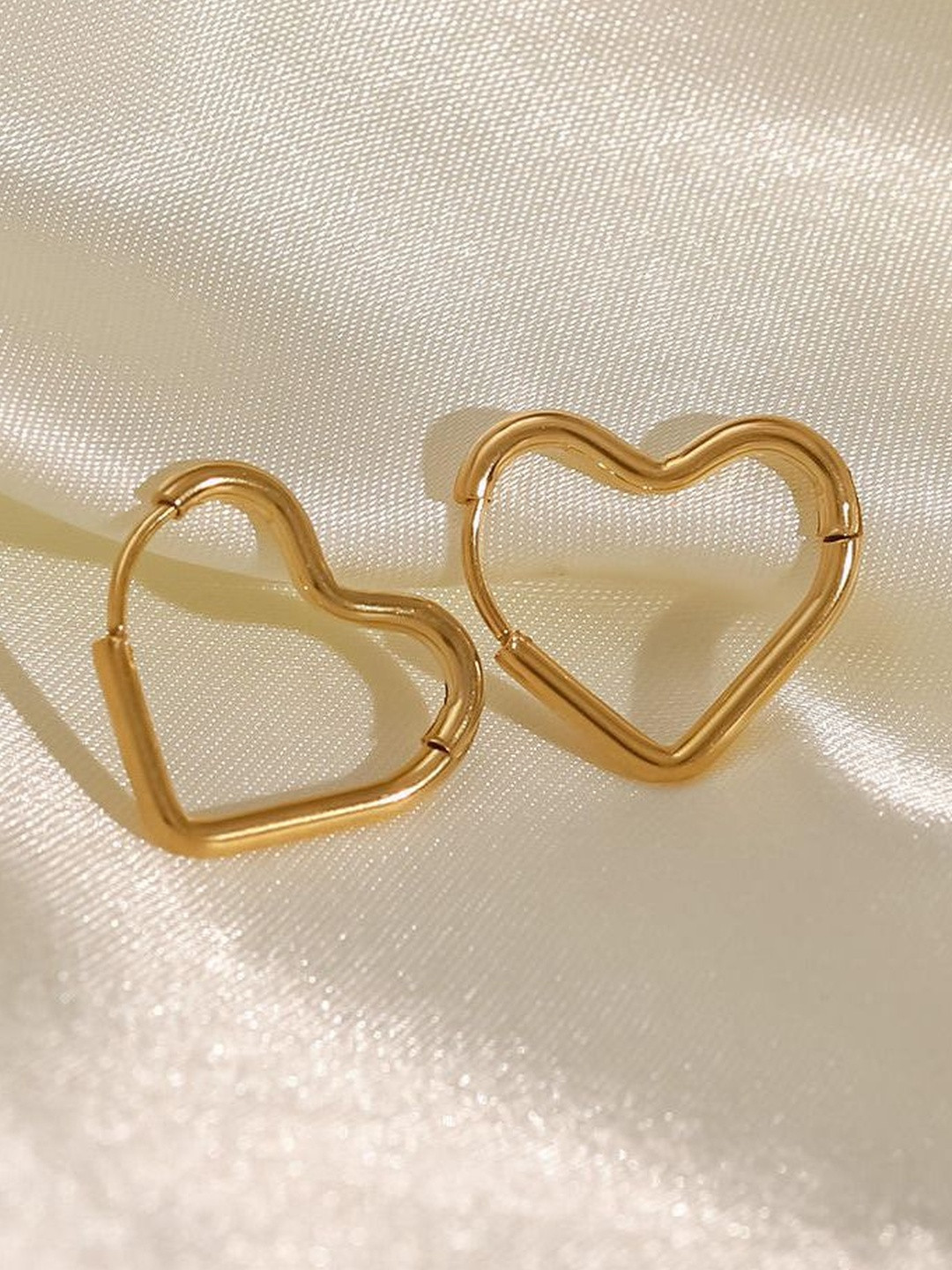 October 22 18K Gold-Plated Stainless Steel Heart Shaped Hoop Earrings