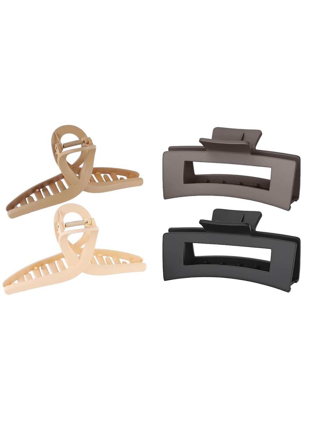 DIVASTRI Women Set of 4 Assorted Rectangular & Criss Cross Hair Claw Clips