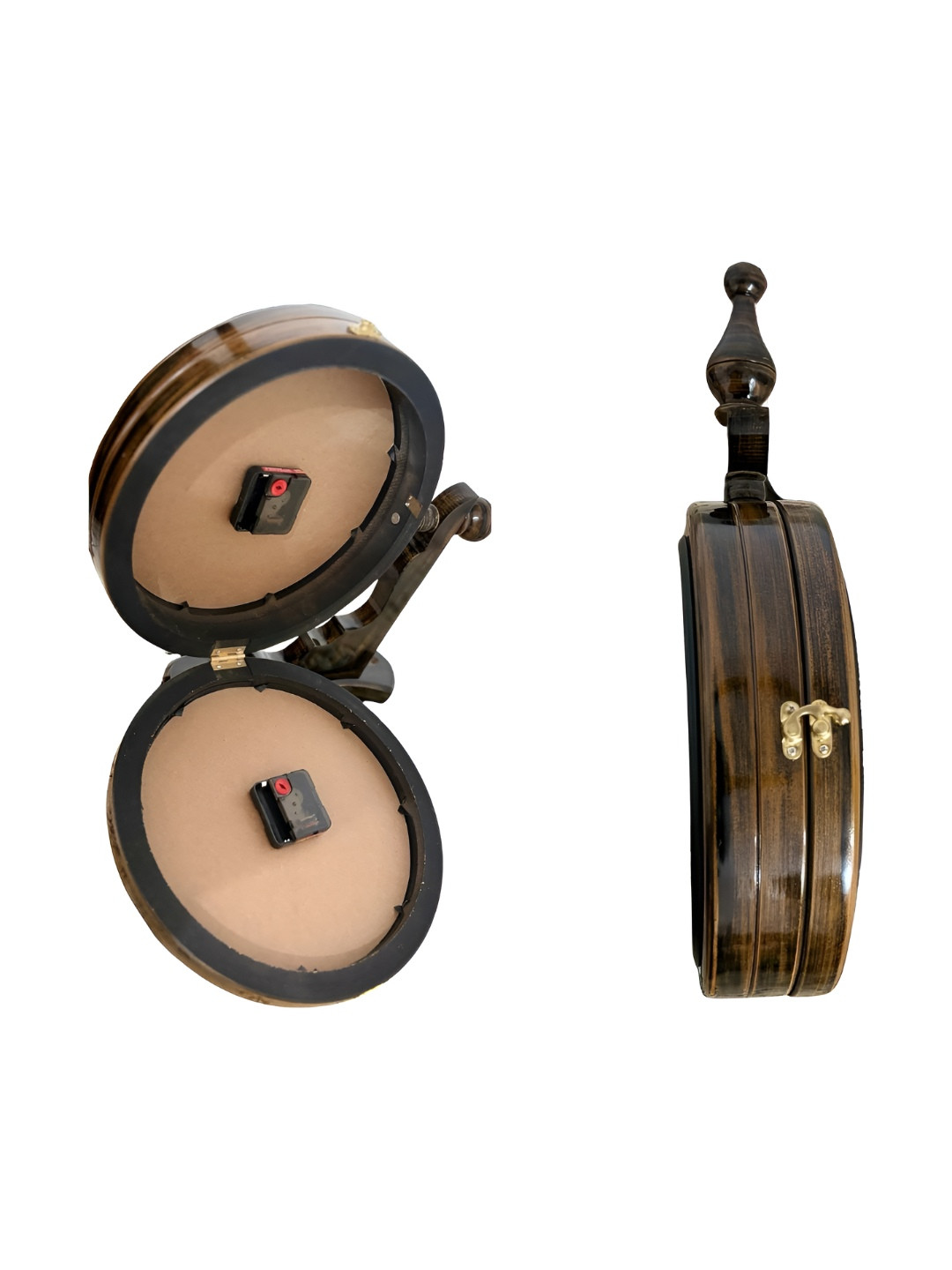 NautiKraft Brown & Beige Round Shaped Traditional Analogue Wall Clock