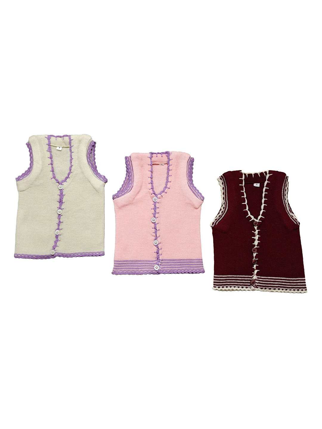 Cute Collection Set Of 3 Unisex Kids Woollen Sweater Vest