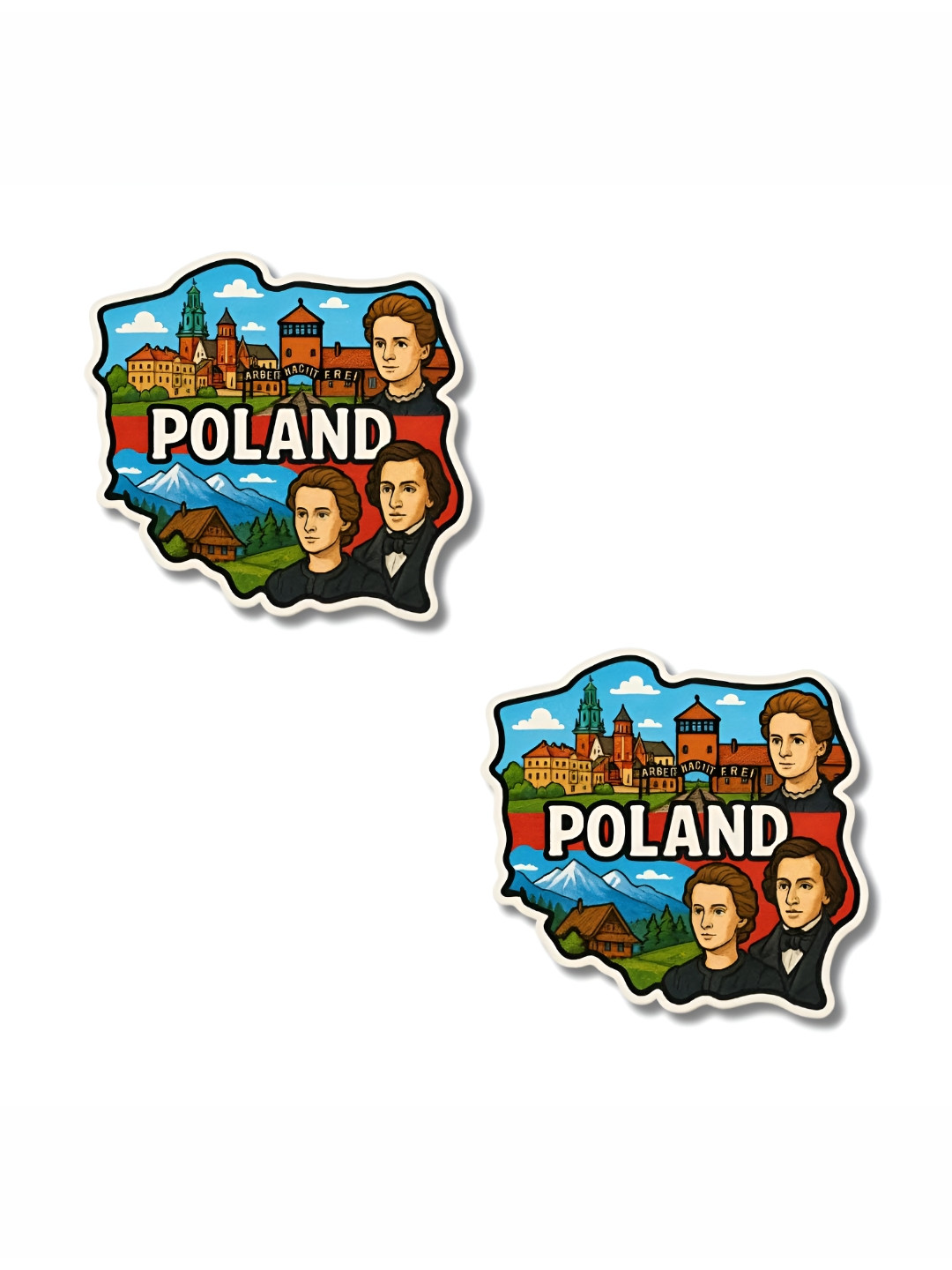 GIFTSHALA Set Of 2 Red & Green Poland Printed Decorative Magnets