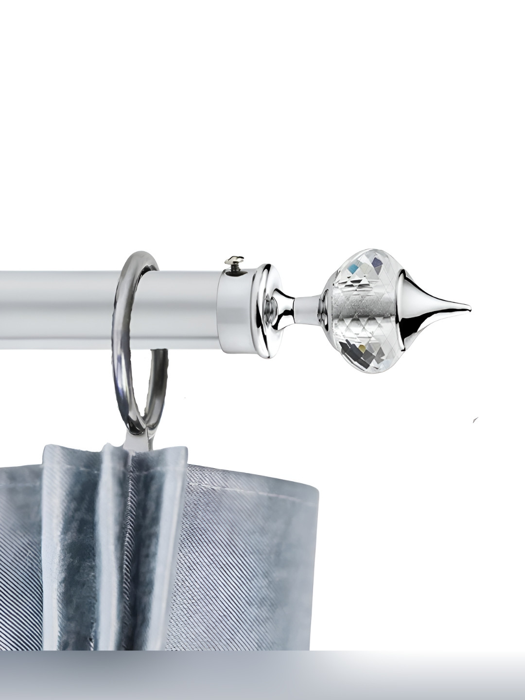 GLOXY Grey Chrome Finish Extendable Curtain Rods & Brackets