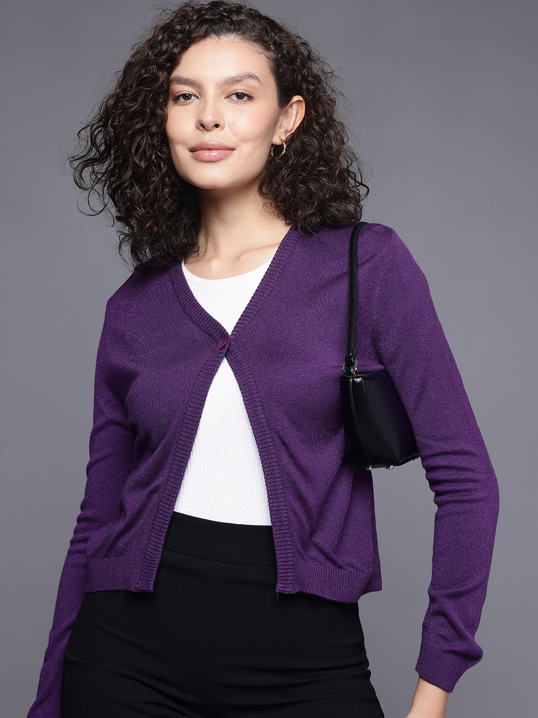 Allen Solly Woman Solid Cardigan Sweater