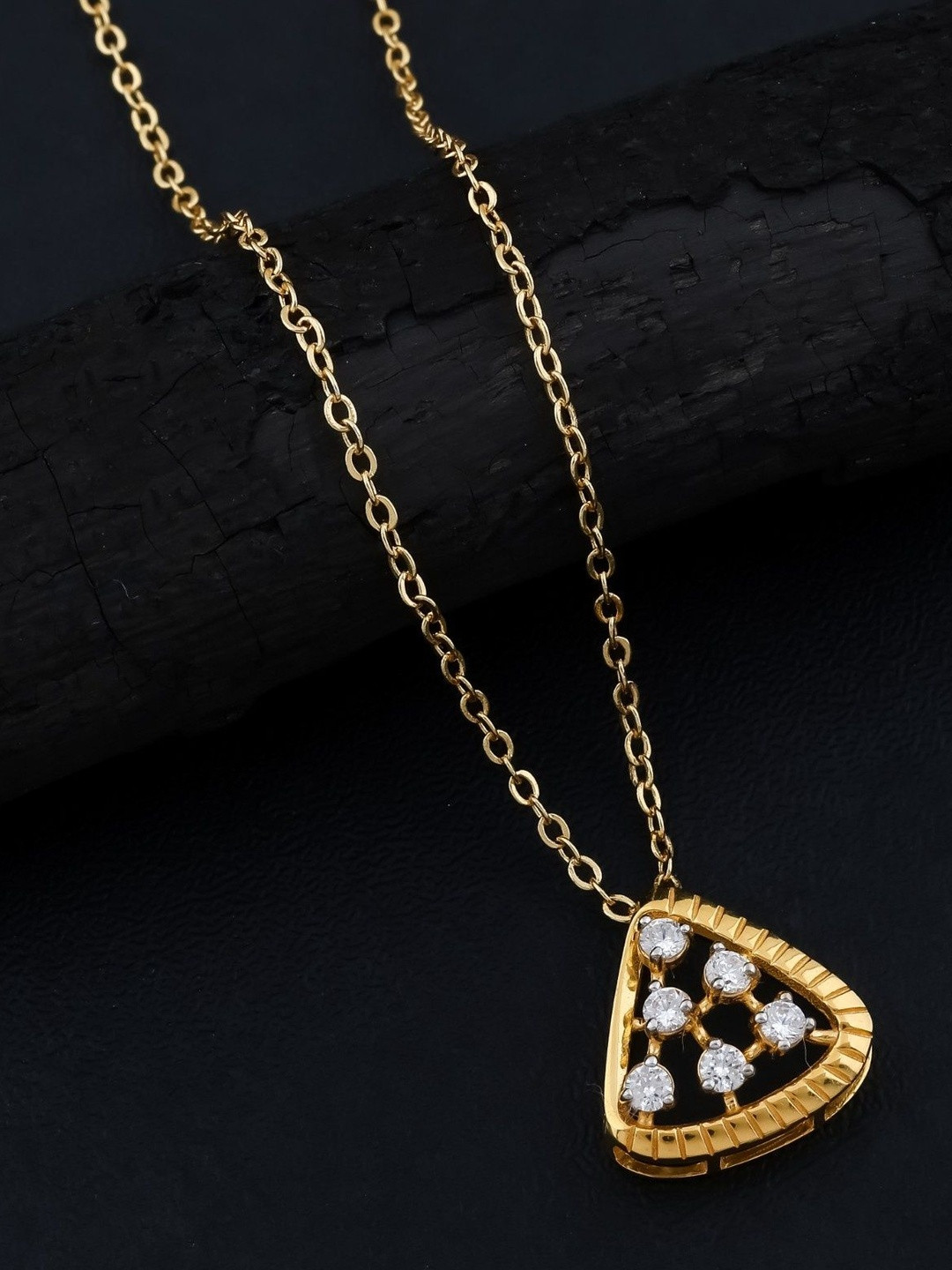 Orebella Women Gold-Plated Triangle Necklace