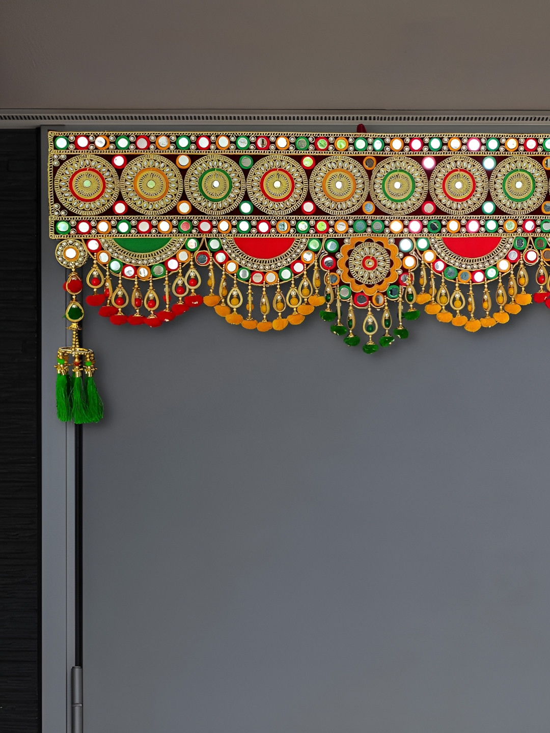 PROKART Red & Green Pearls Wall Hanging Toran Decor