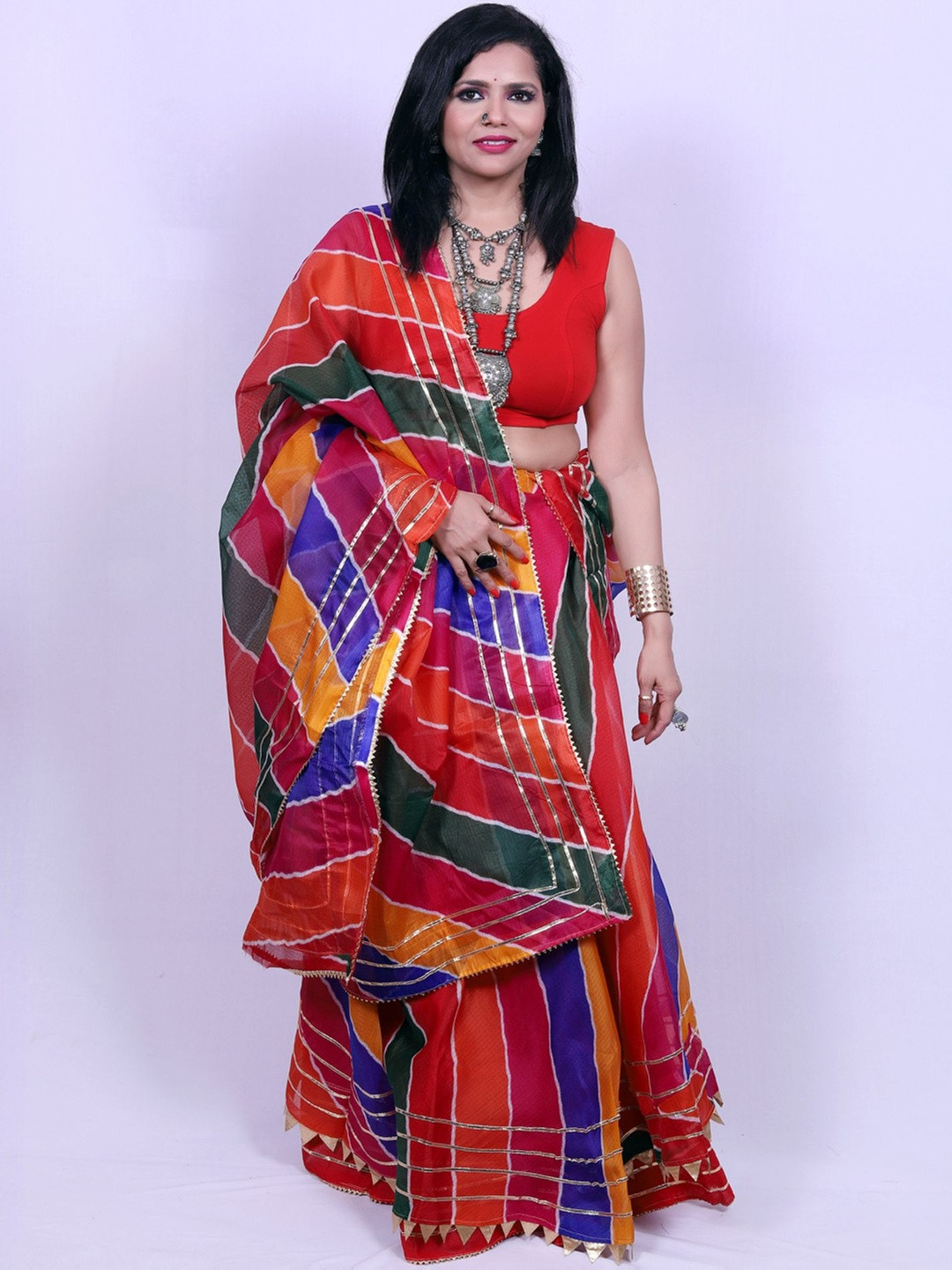 FashionTownie Scoop Neck Ready to Wear Lehenga & Unstitched Blouse With Dupatta