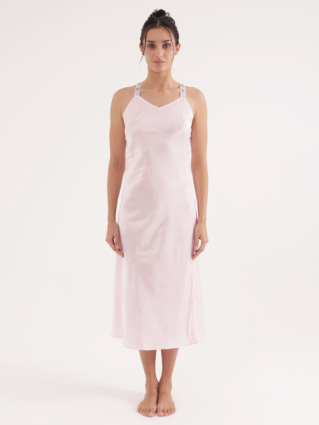 Slumber Jill Solid Knee Length Nightdress
