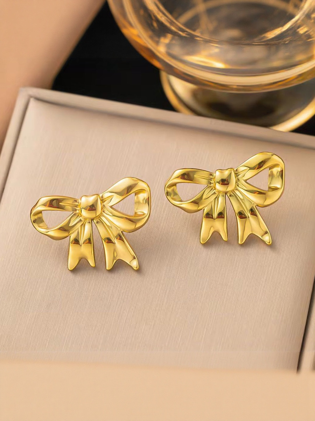 Nitant Bow Style Stainless Steel Anti Tarnish Studs Earrings