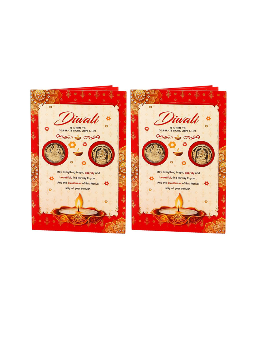 Archies Diwali Aarti with Golden Coins Greeting Card Pack of 2