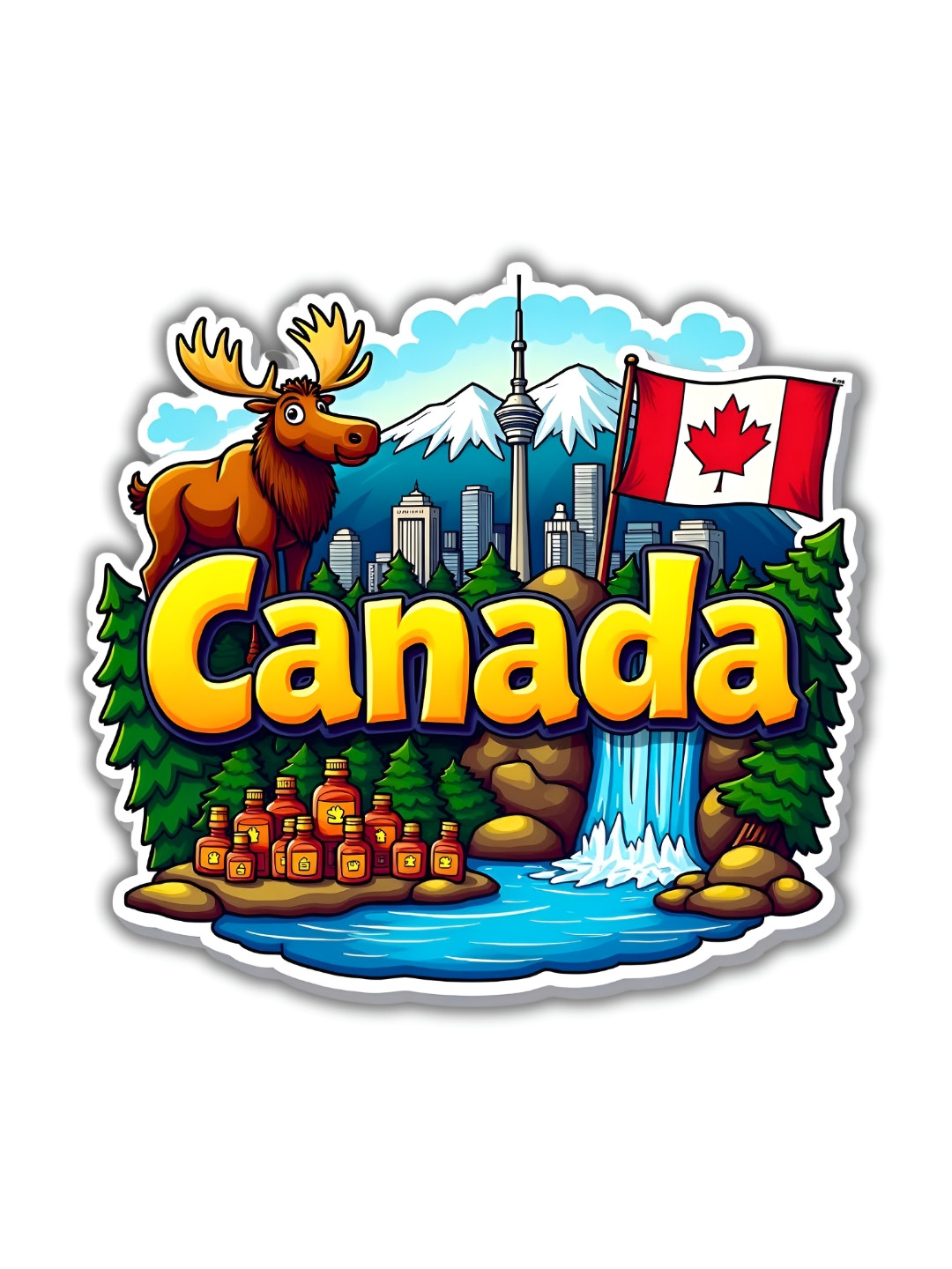 GIFTSHALA Yellow & Green Canada Printed Decorative Magnets