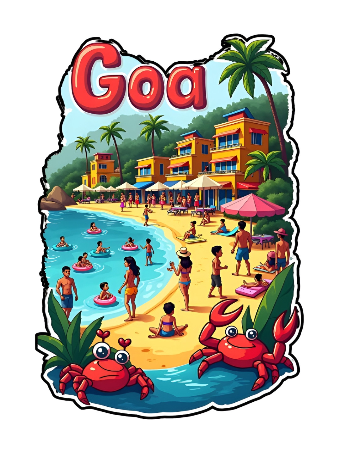 GIFTODAY Blue & Beige Goa Printed Decorative Magnet