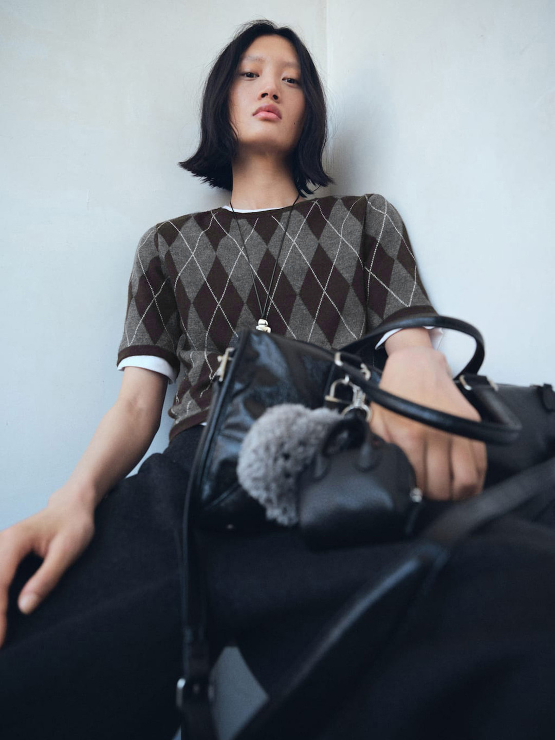 MANGO Argyle Patter Pullover