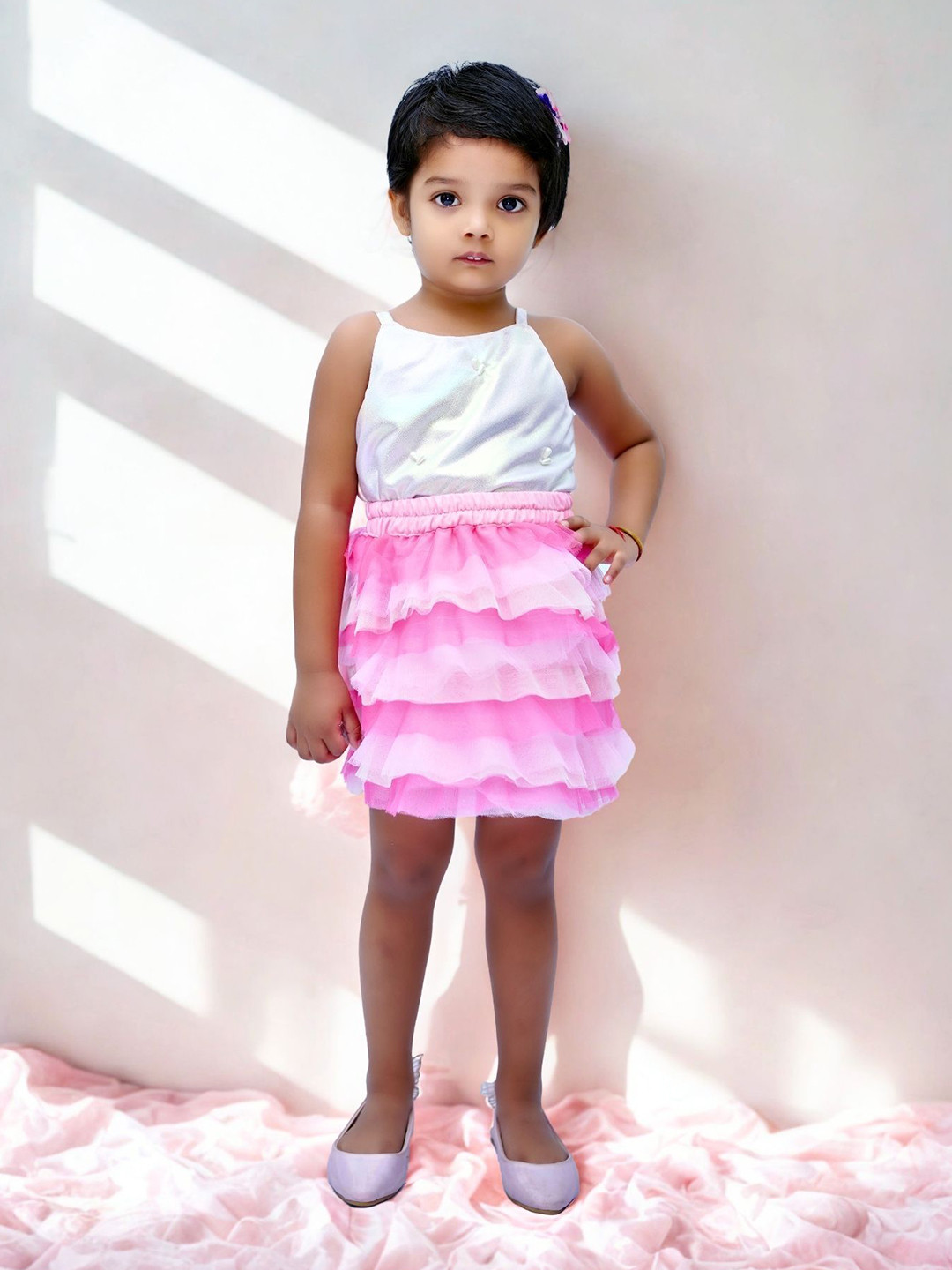 PAKHIRA Girls Embellished Top with Skirt