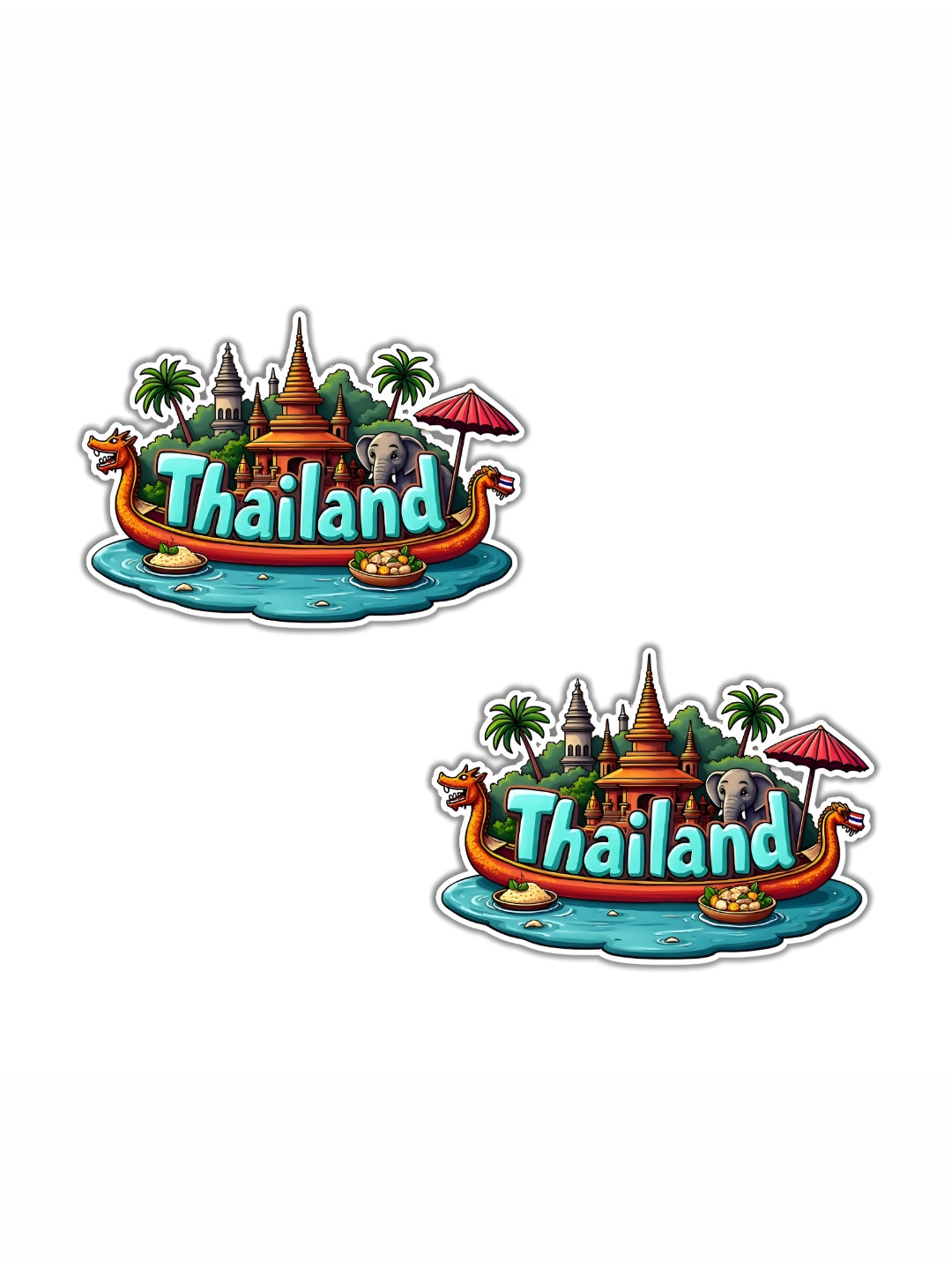 GIFTODAY Blue & Green 2 Pieces Thailand Printed Decorative Magnets