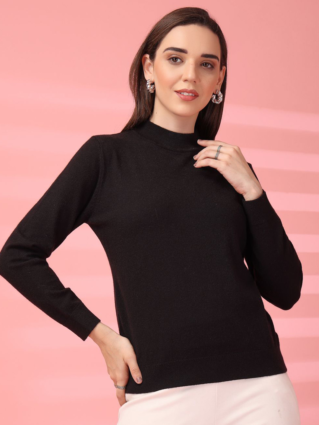 Thirty Threads Women High Neck Woollen Pullover