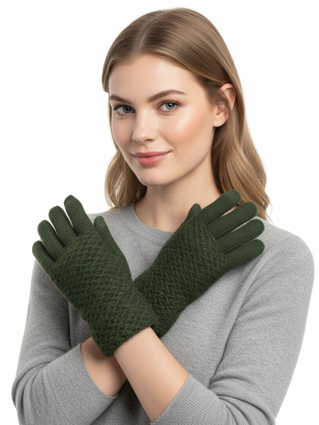 Moda Rapido Women Cable Knit Woollen Touchscreen Gloves