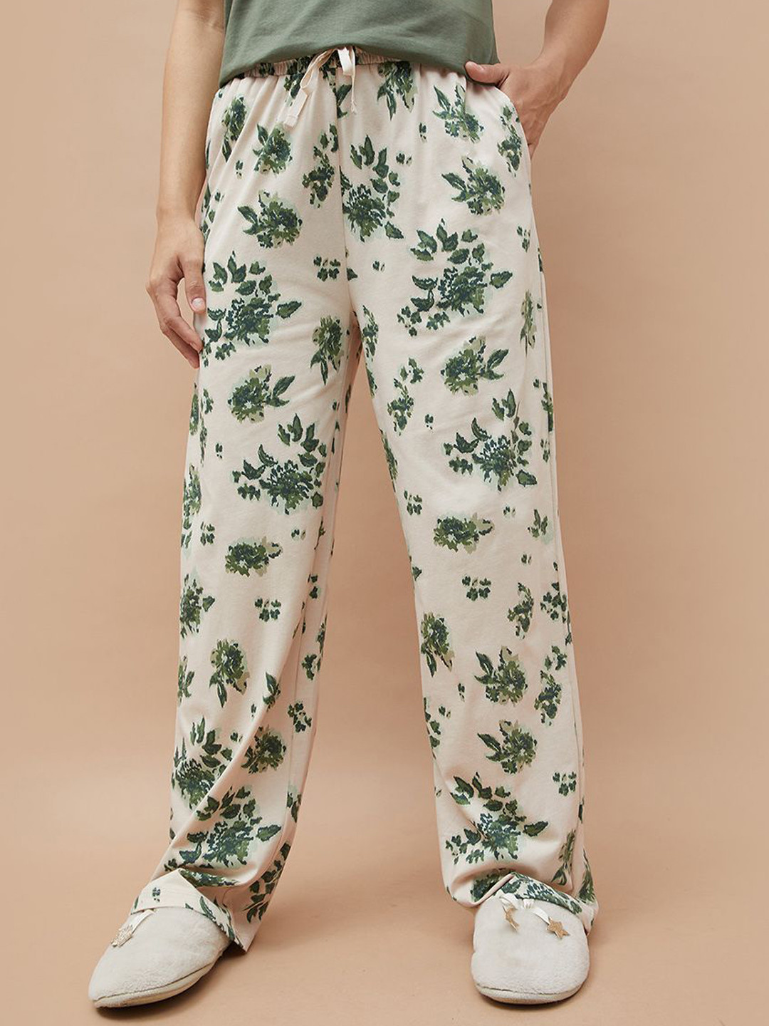 Ginger by Lifestyle Women Floral Printed Mid-Rise Cotton Lounge Pants