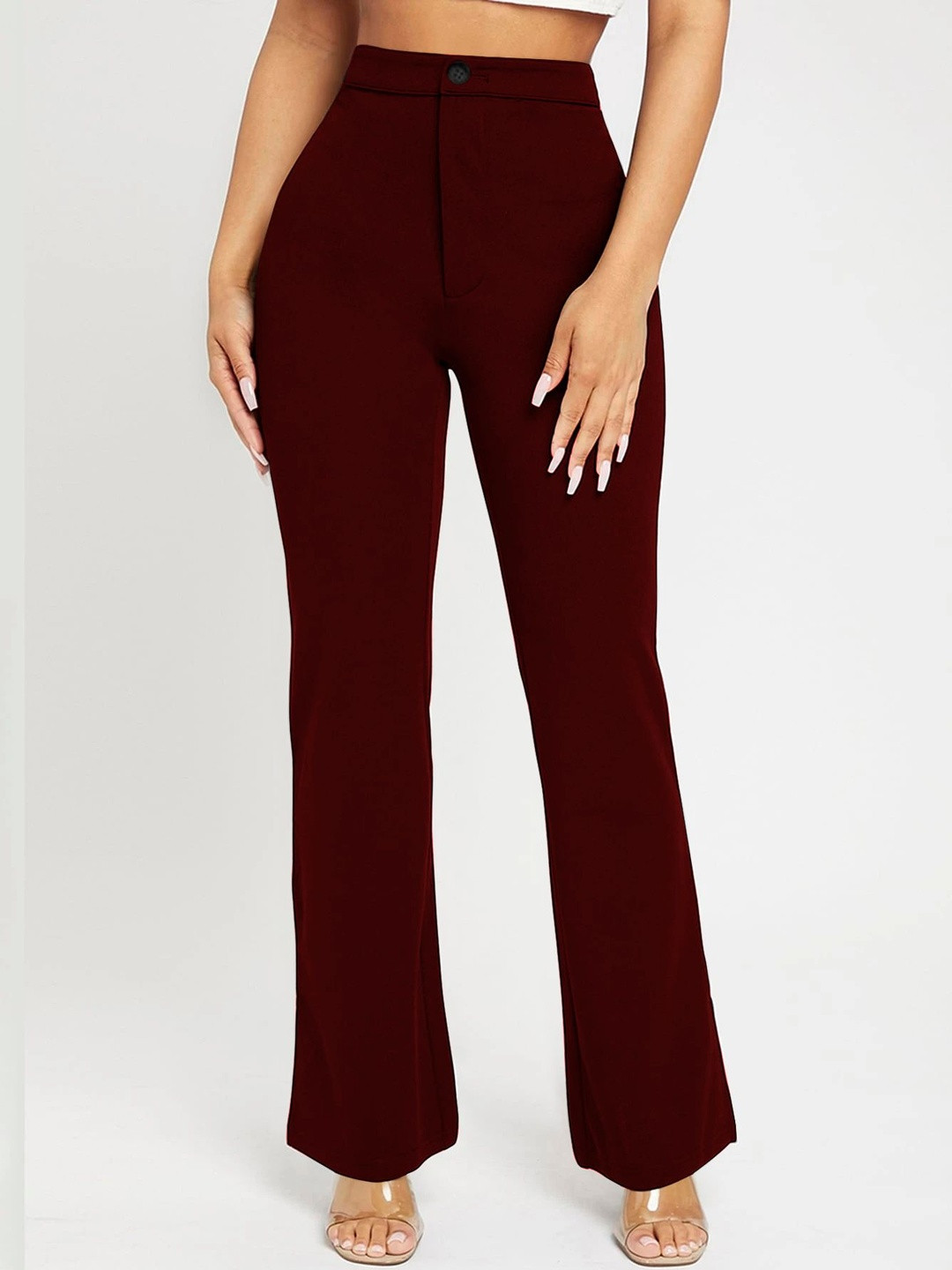 BAESD Women Relaxed Straight Leg High-Rise Trousers