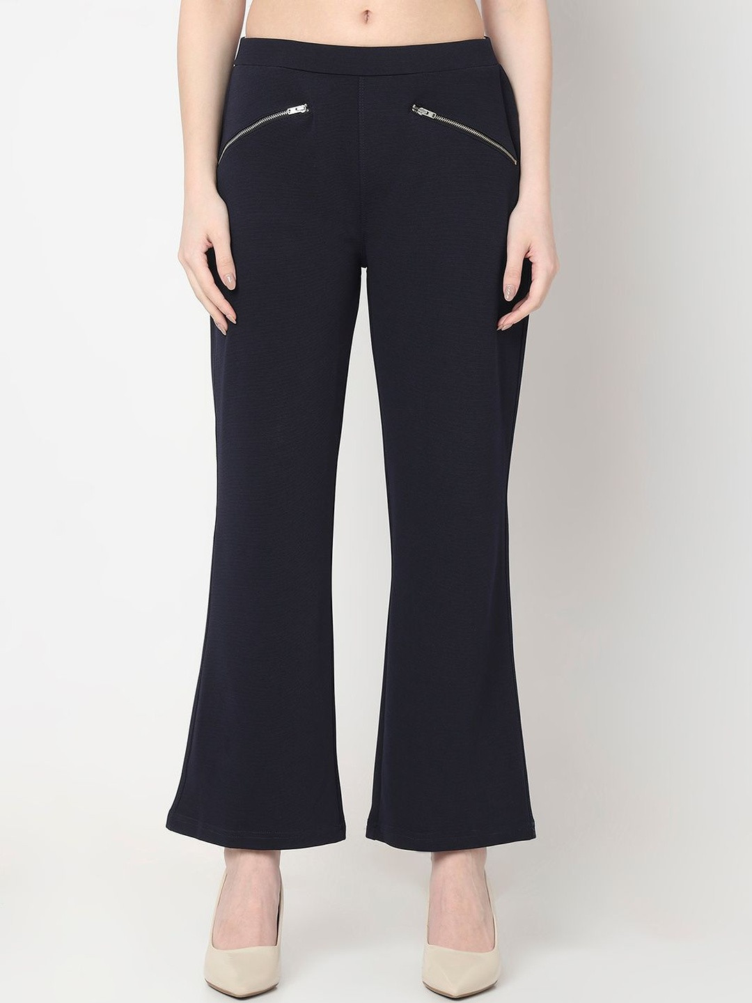 Smarty Pants Women Comfort Bootcut High-Rise Lint Free Trousers