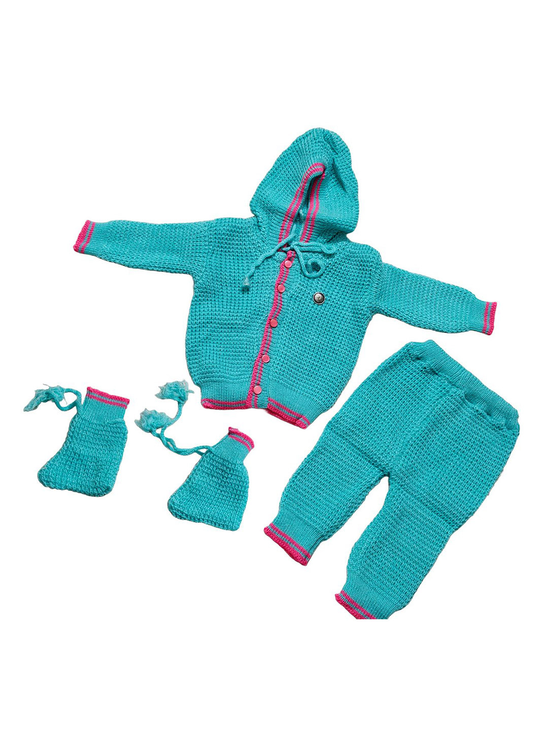 Cute Collection Kids Pack Of 4 Piece Woolen Striped Baby Apparel Gift Set