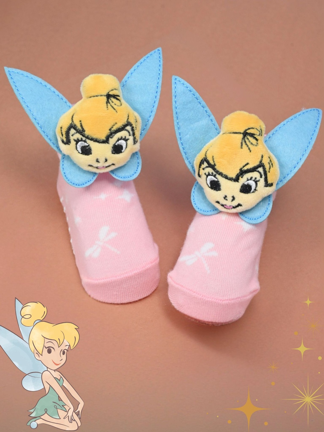 Yellow Bee Girls Fairy Tinker Bell  Socks with Blue Wings