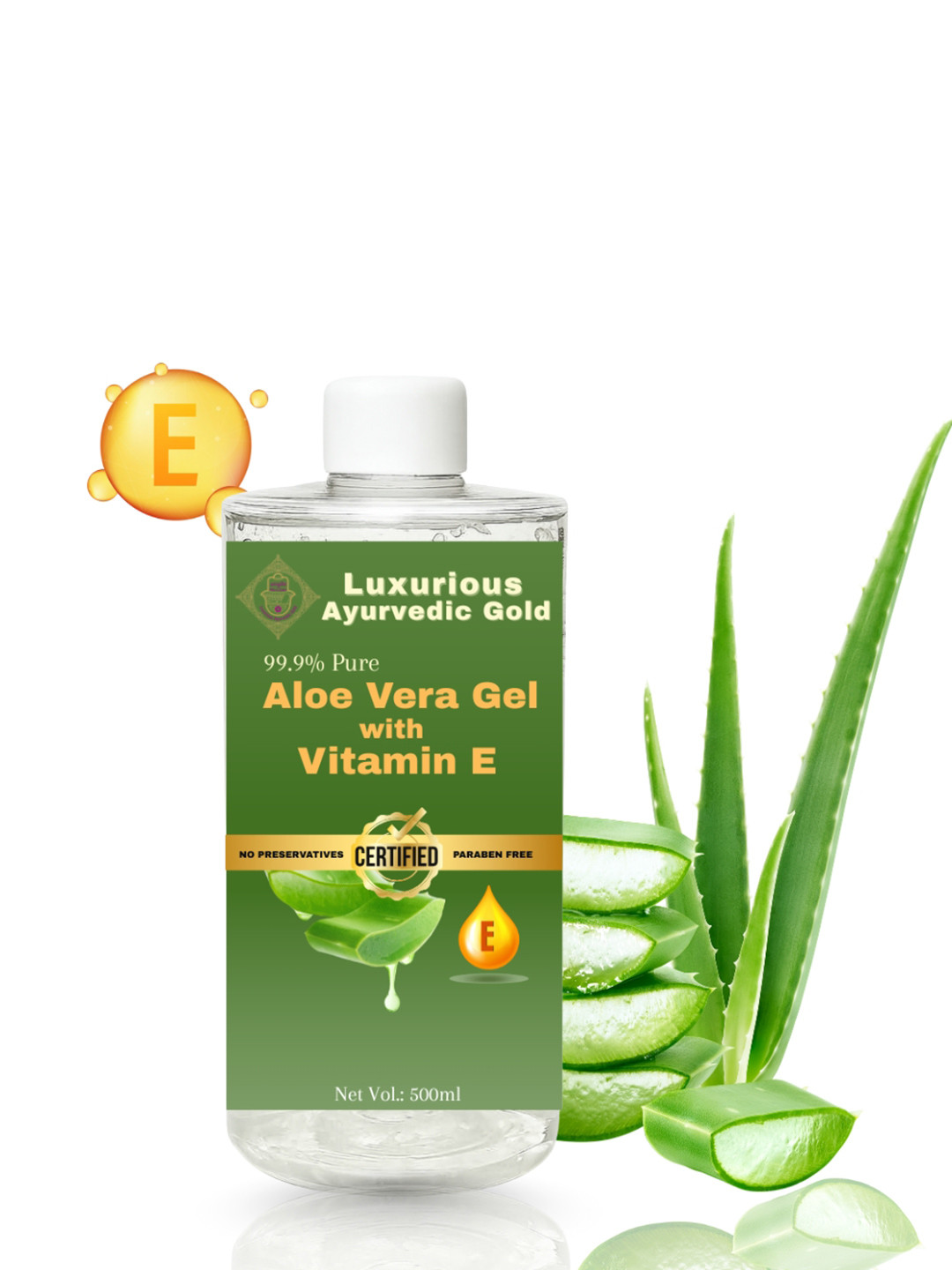 Luxurious Ayurvedic Gold Aloe Vera Gel With Vitamin E - 500 ml