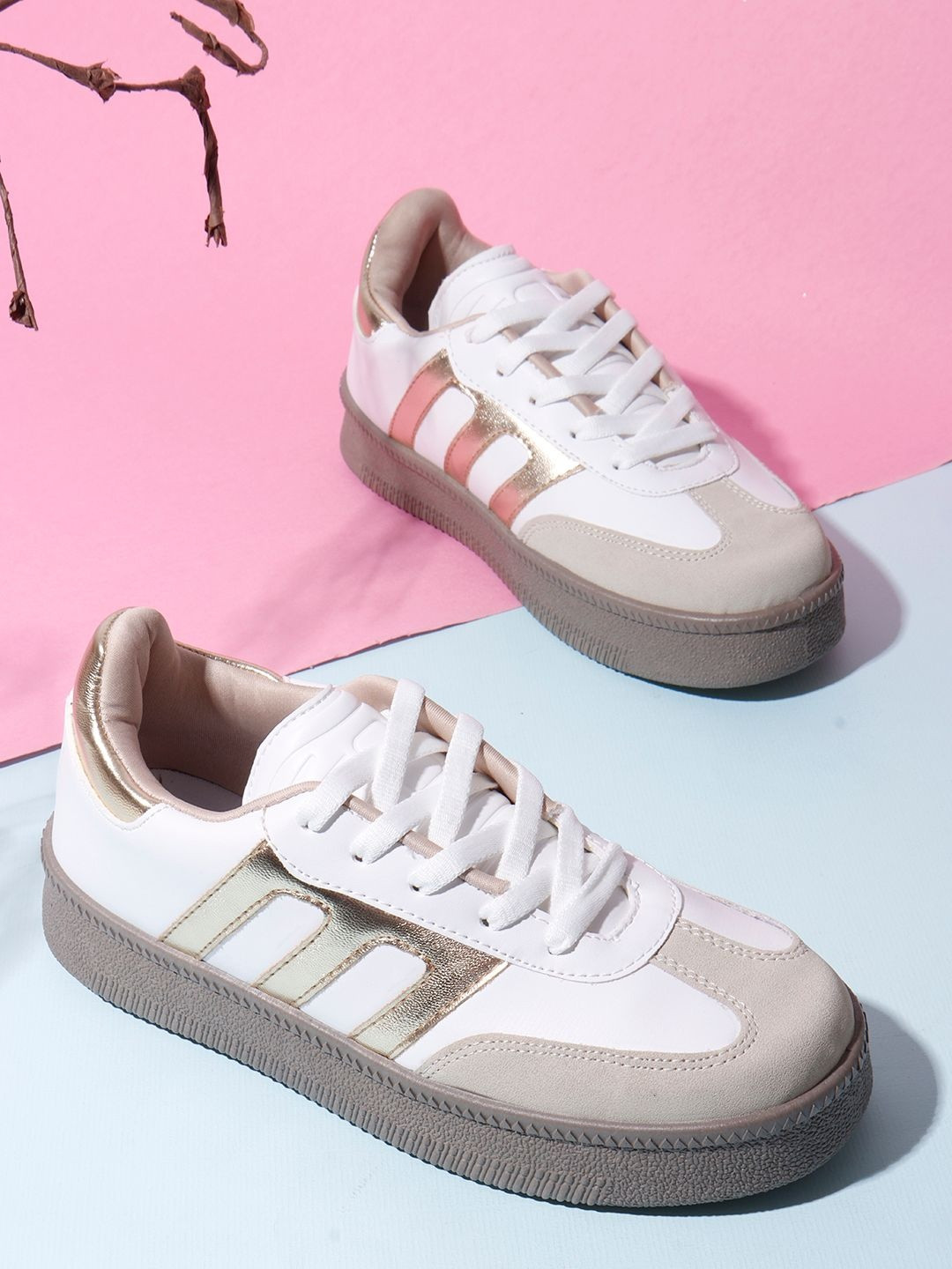 VENDOZ Women Colourblocked Round Toe Lace-Ups Sneakers Shoes