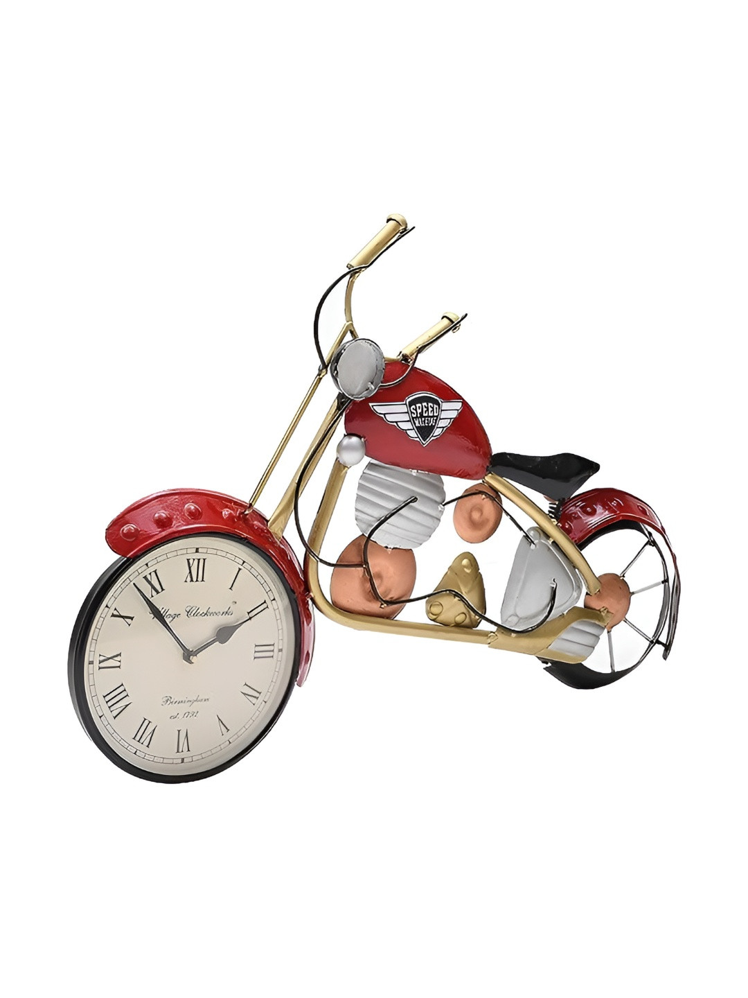 DENART INDUSTRIES Red & White Quirky Shaped Analogue Contemporary Wall Clock