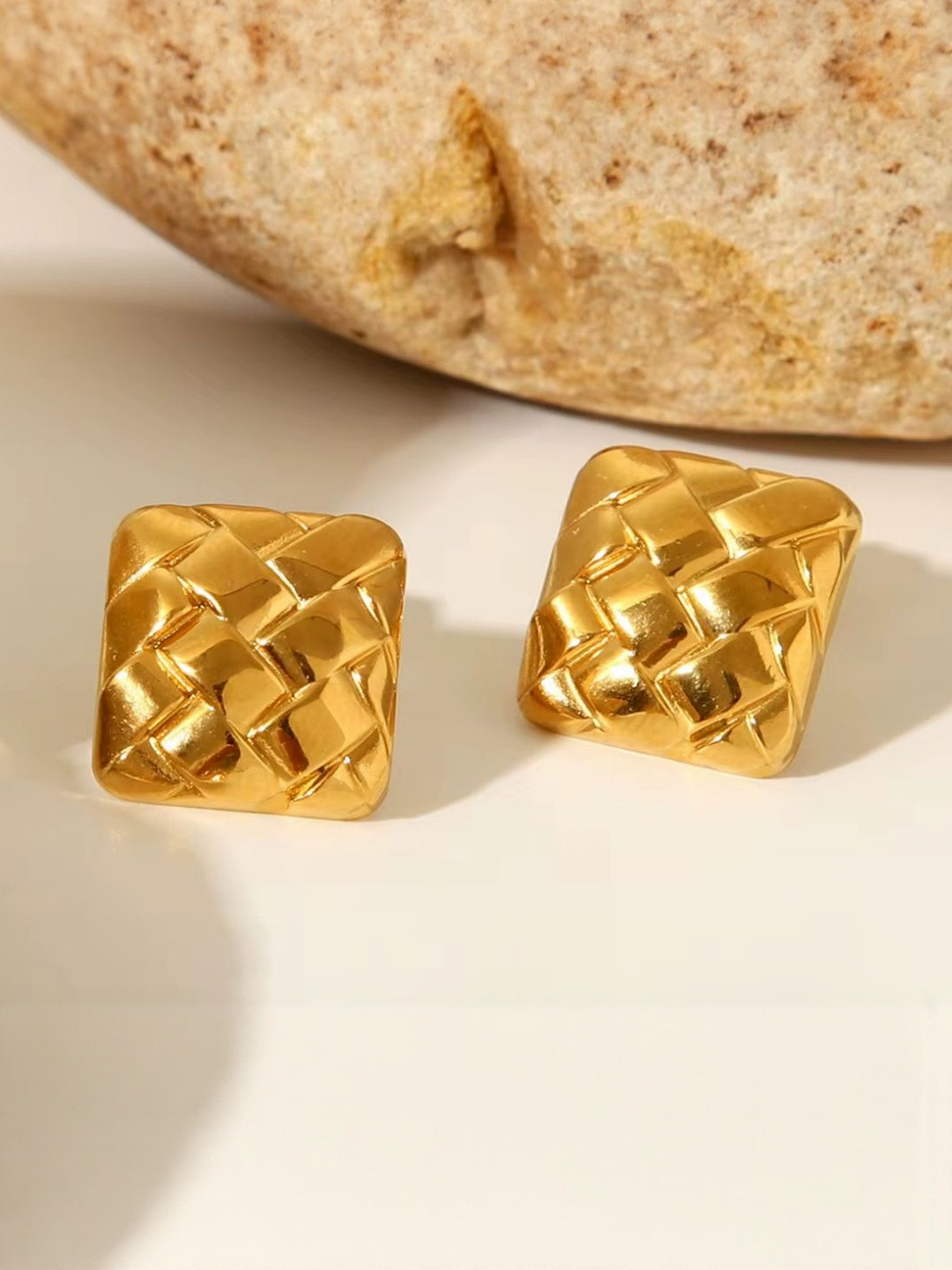 Nitant Square Stainless Steel Studs Earrings