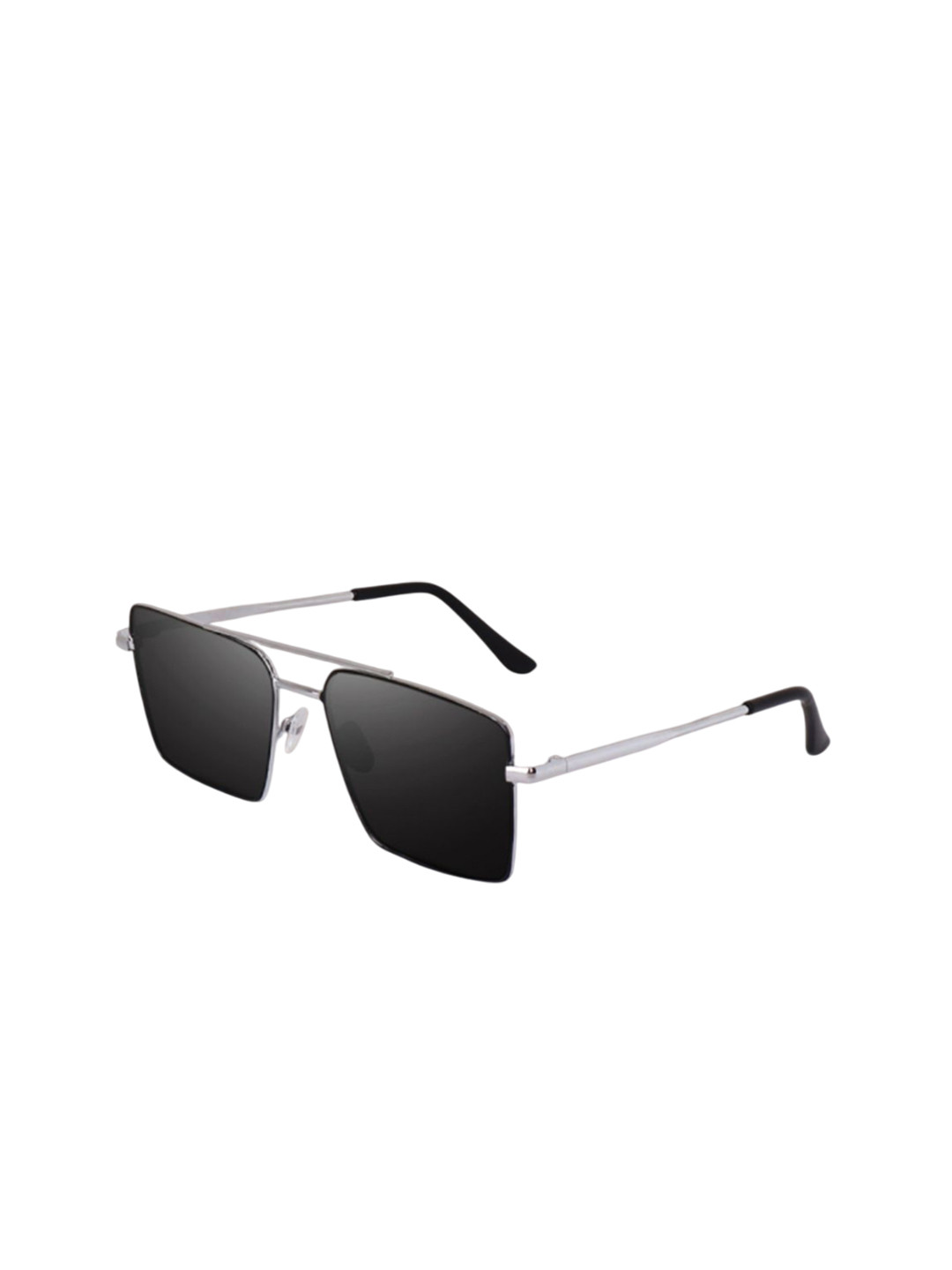 SPADEACES Unisex Rectangle Sunglasses with UV Protected Lens HQ SILVER BLACK SQUARE -03