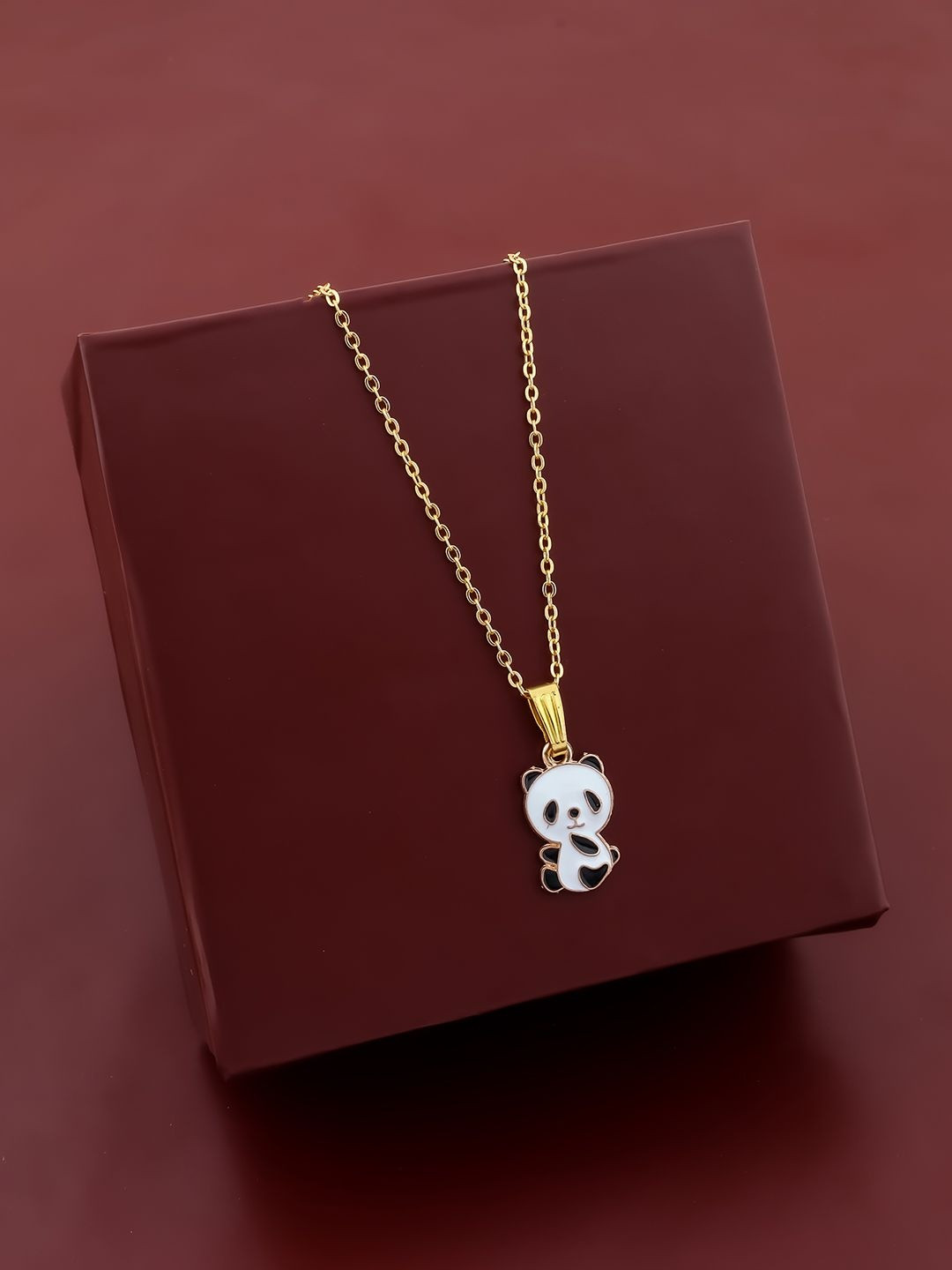 SZN Women Stainless Steel Panda Pendent Gold-Plated Necklace