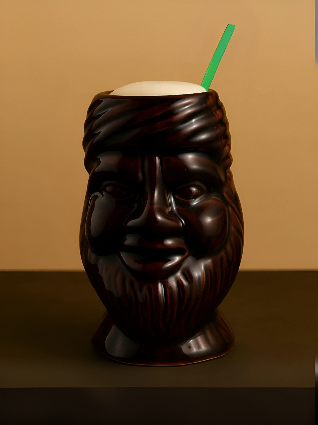 SMOKEY COCKTAIL Black & Brown 2 Pieces Jungle Feast Stoneware Cocktail Glasses