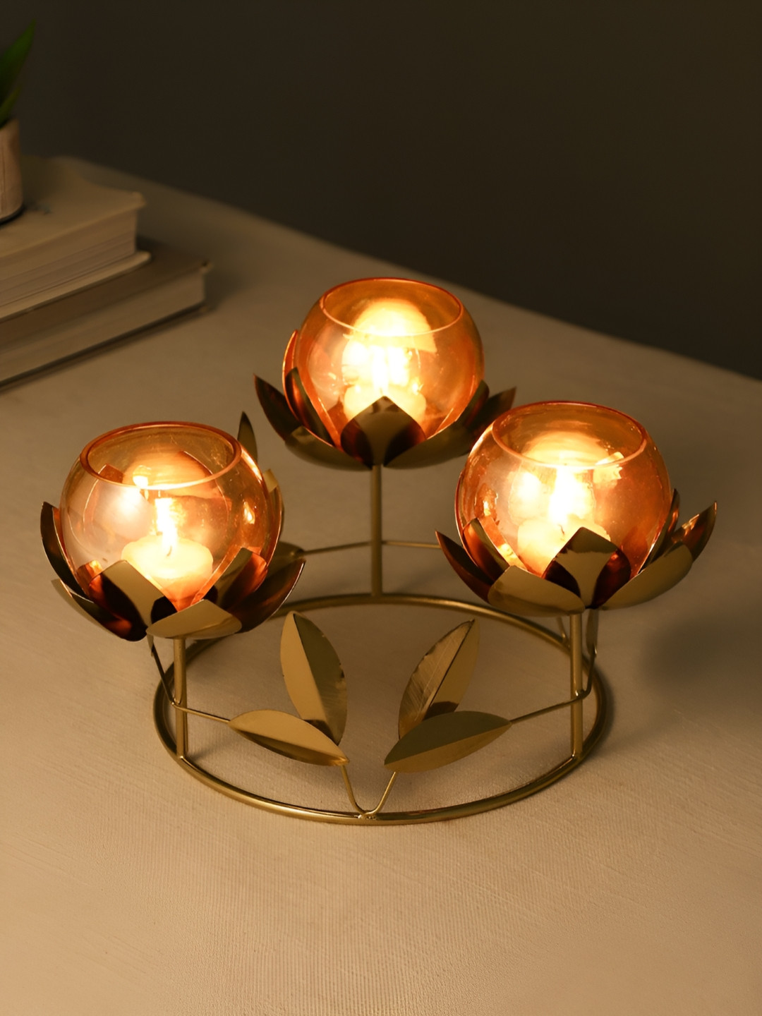 Maison Modern Gold-Toned Emberline Diwali Candle holder