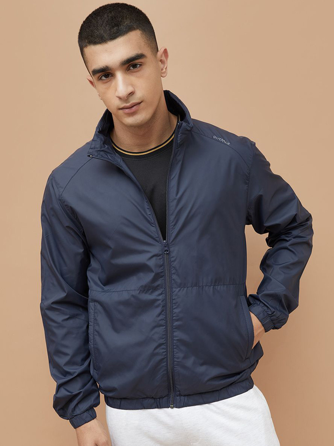 Fame Forever by Lifestyle Men Mock Collar Solid Sporty Jacket