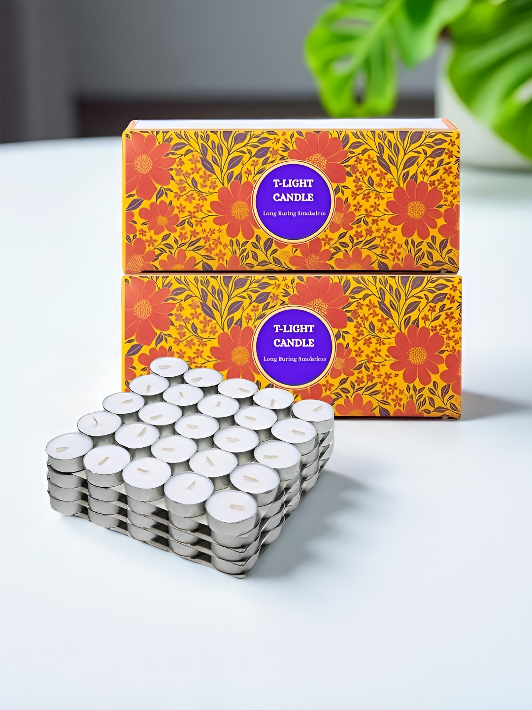 Ascension White 100 Pieces Wax Diwali Decor Tea Light Candles