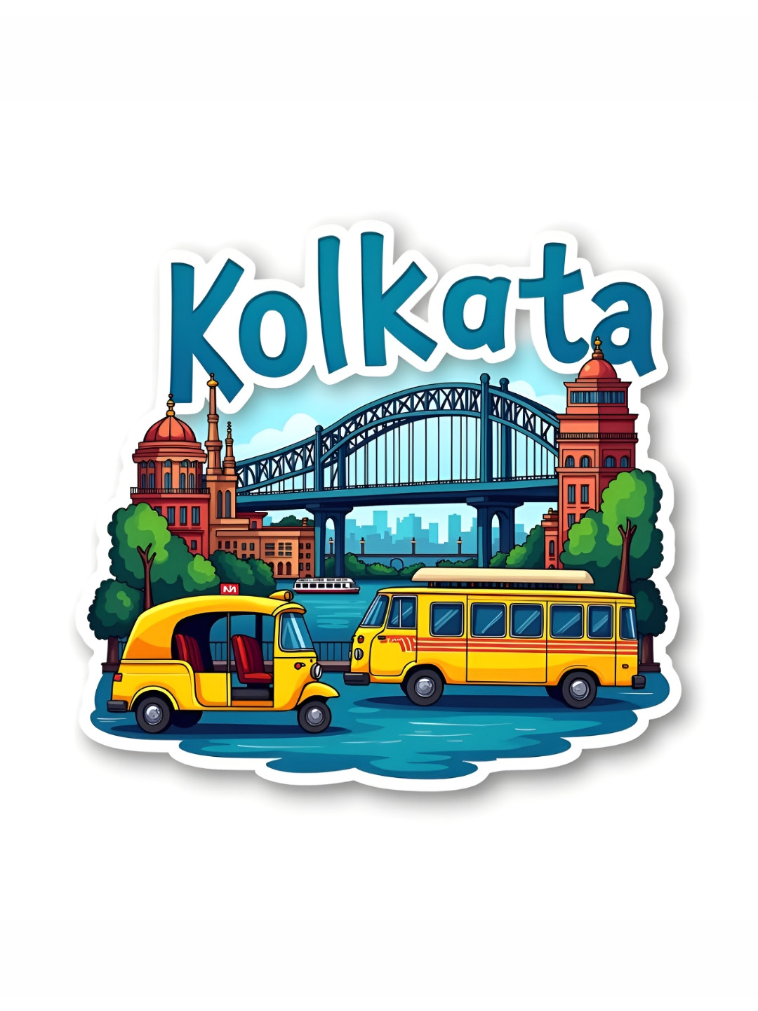 GIFTSHALA Blue & Yellow Graphic Printed Fridge Decorative Magnets