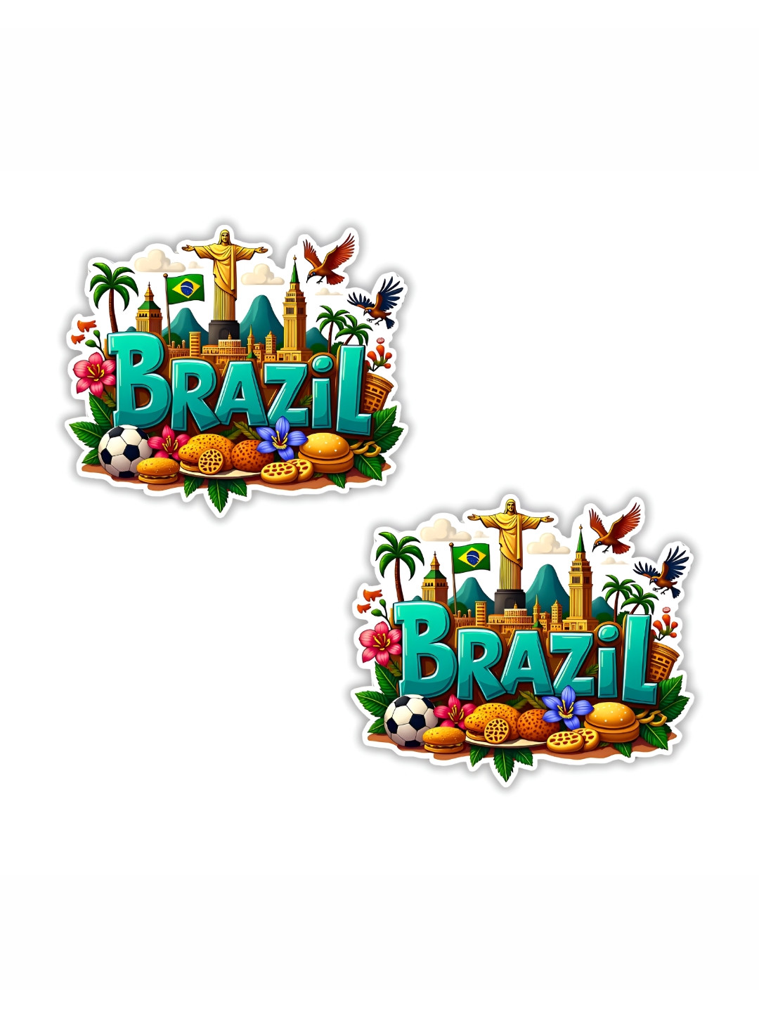 GIFTSHALA Set Of 2 Yellow & Blue Brazil Printed Decorative Magnets