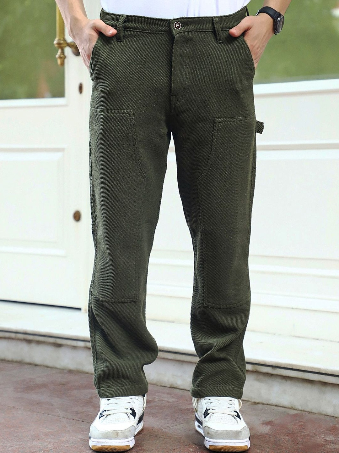 JIMMY & JORDAN Men Regular Fit Corduroy Cotton Cargos Trouser