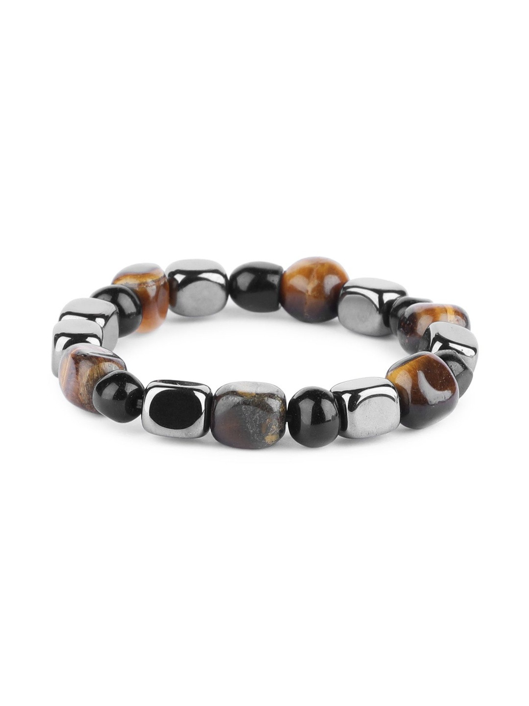 ARE Crystals Beaded Triple Protection Tumbled Elasticated Bracelet