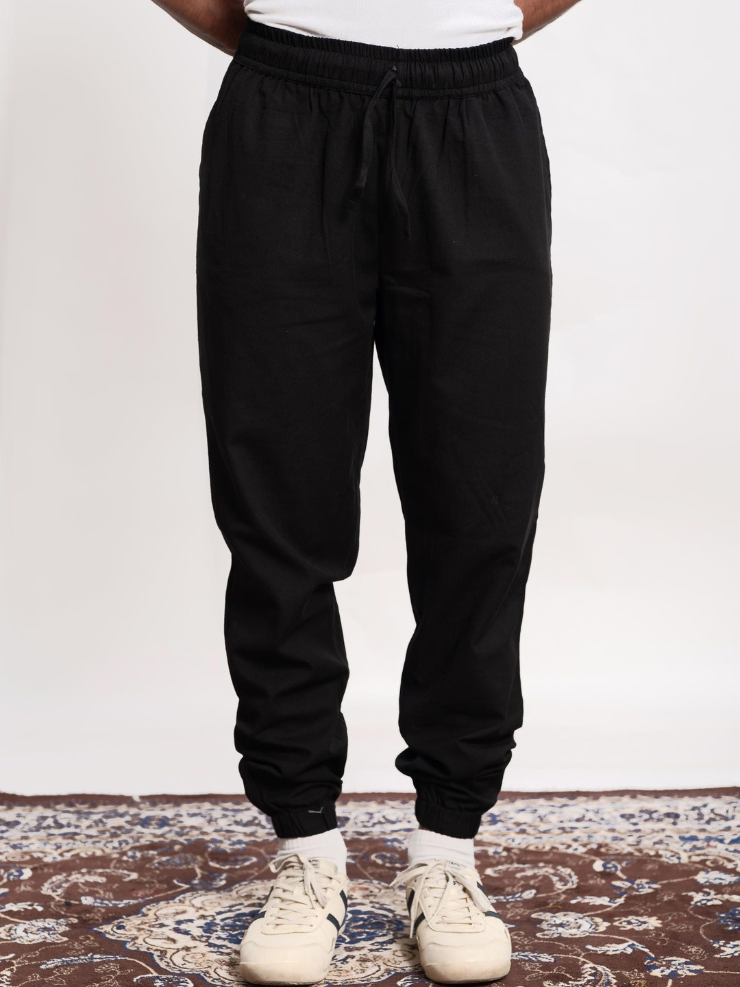 JAIPUR GLOBAL Men Relaxed Straight Leg High-Rise Jogger Trousers