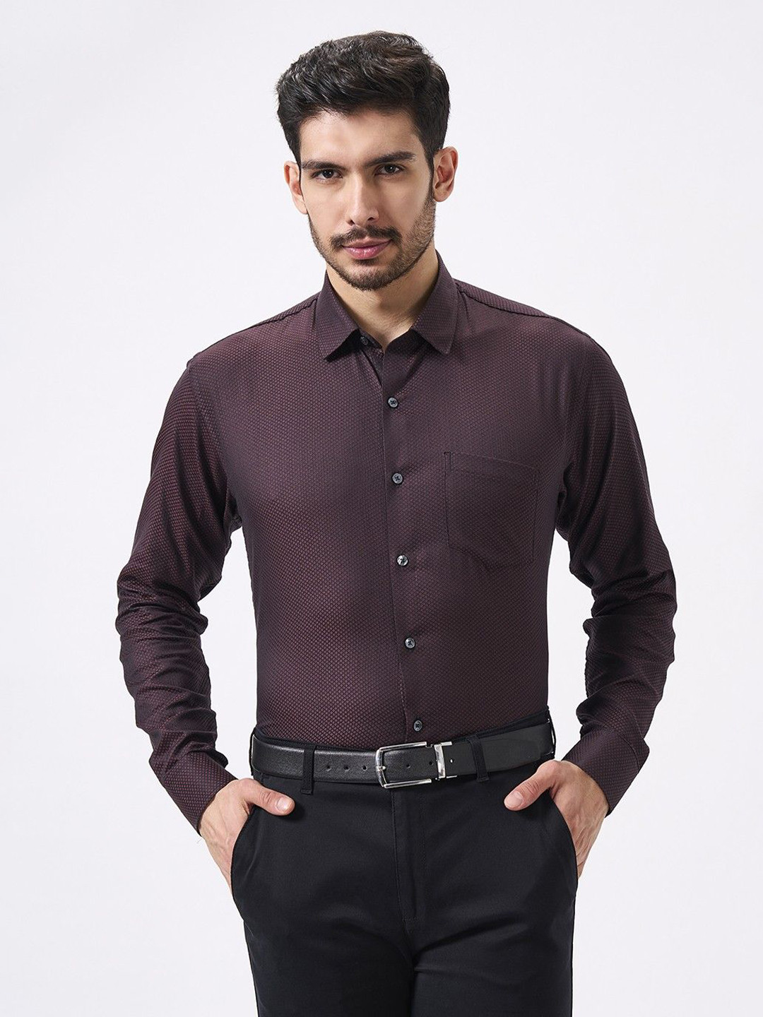 Cottonking Checked Spread Collar Slim Fit Cotton Formal Shirt