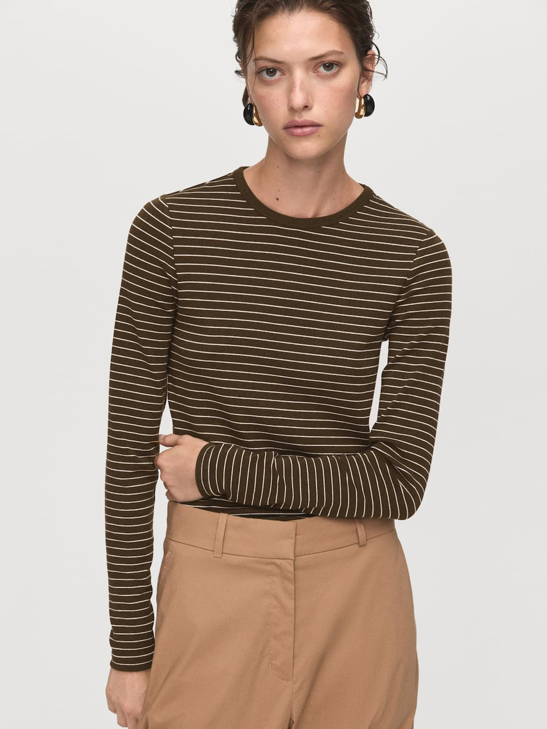 MANGO Long Sleeve Striped T-shirt