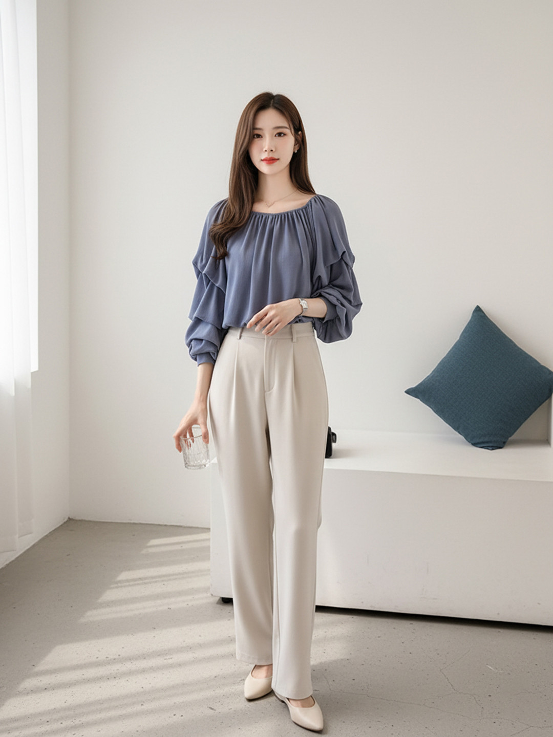 DressBerry Off-Shoulder Flared Sleeve Ruffles Blouson Top