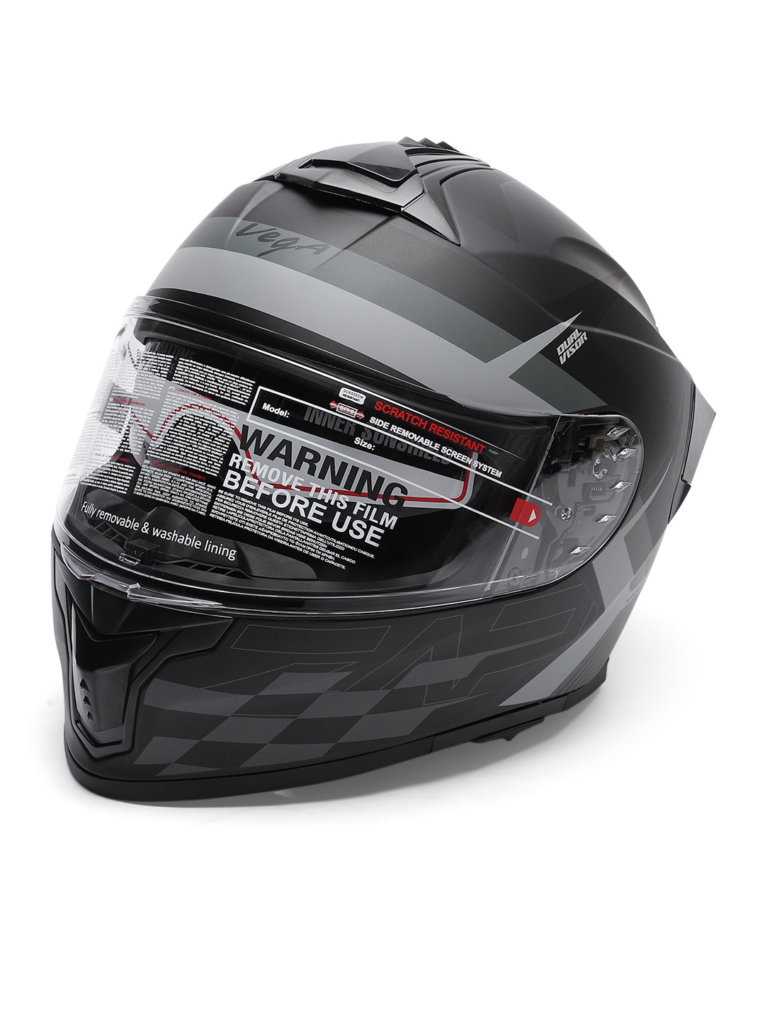 Vega Zap DV Alliance ISI & DOT Certified Dual Visor Full Face Helmet for Men & Women